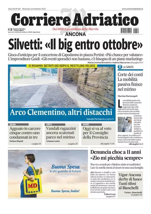 Prima-pagina-corriere adriatico-edizione-di-oggi-29-09-2024